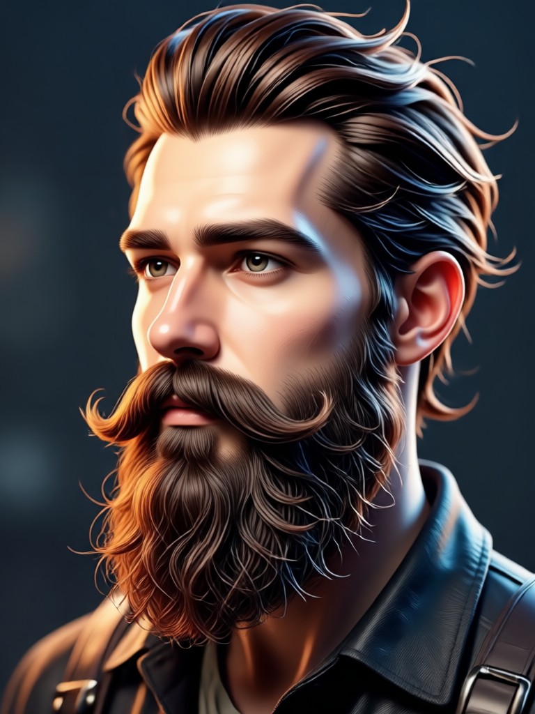 Young man with AI added mature beard