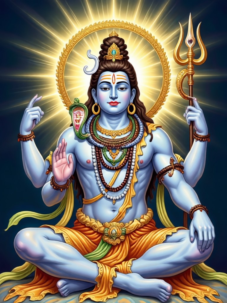 Neon glow AI Shiva art