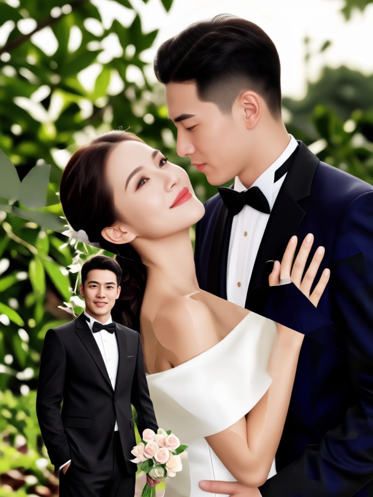 Elegant black and white wedding face collage template