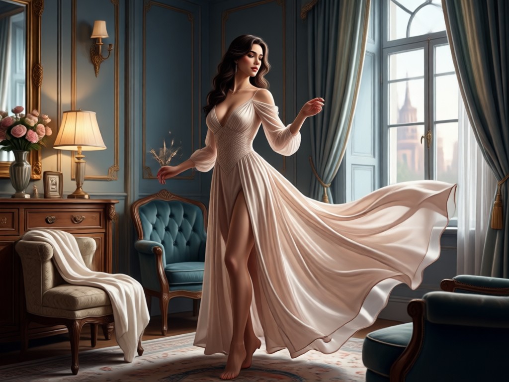 Confident woman using AI boudoir generator app
