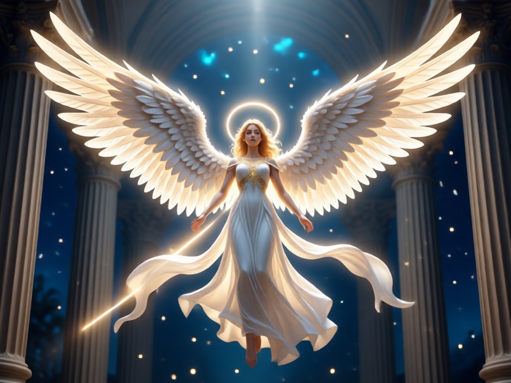 Artist using AI angel generator on phone