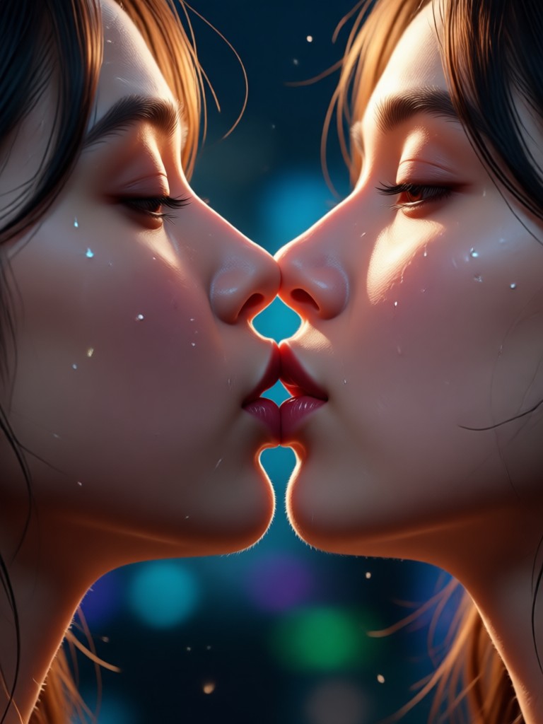 Slow motion goodbye kiss effect