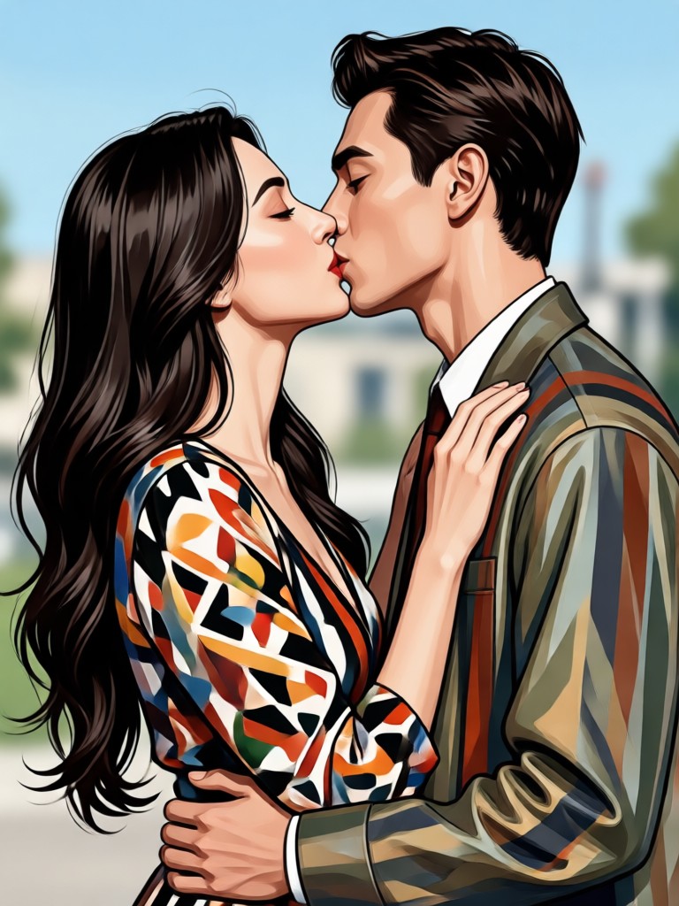 Fantasy fairy tale inspired couple kiss