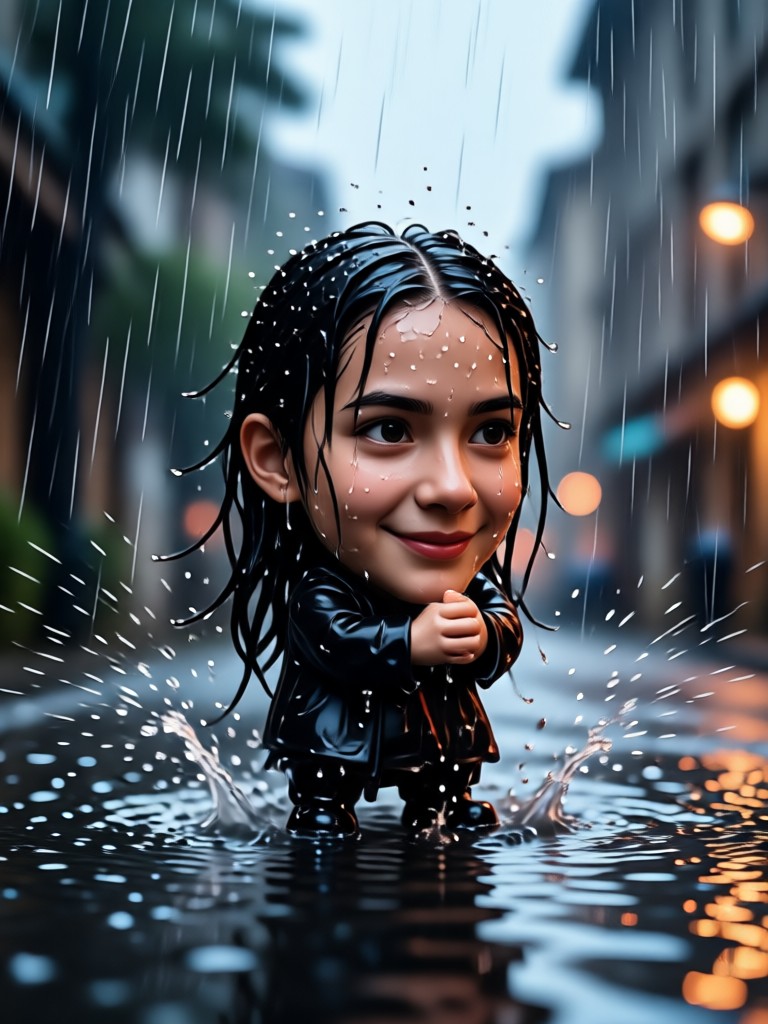 Romantic slow motion rain hug couple