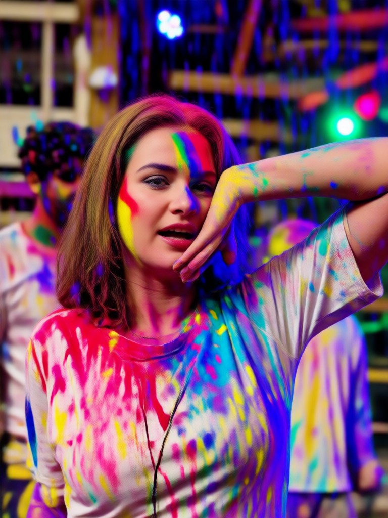 Classic Holi portrait with bright colors