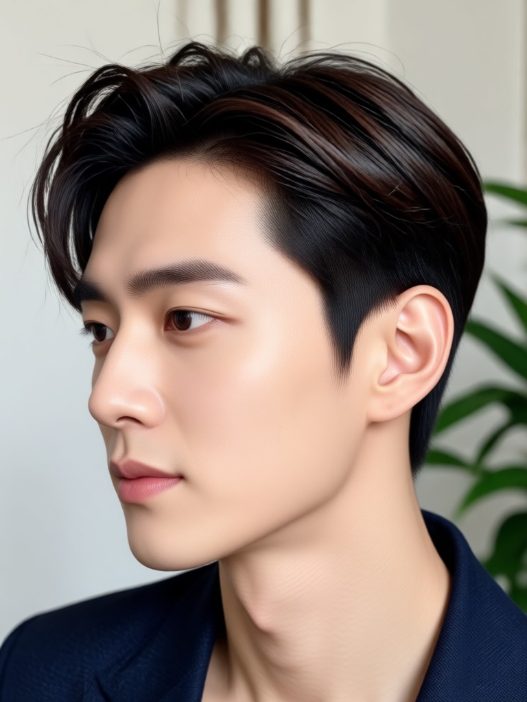 Korean male hairstyle with highlights AI