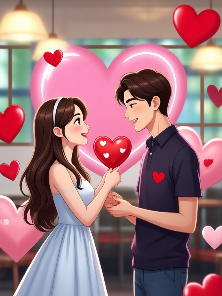 Móvil mostrando una plantilla de vídeo para parejas en San Valentín