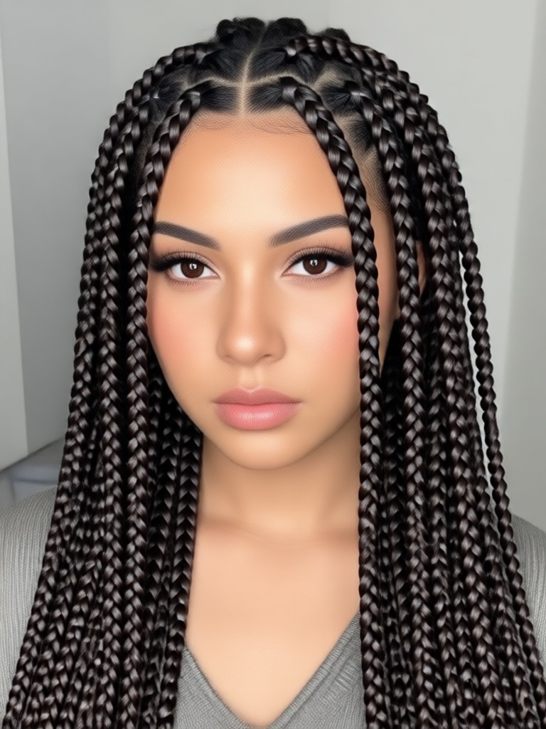 Man with thick box braids and a beard