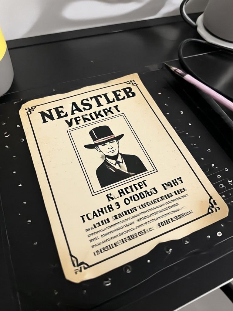 Modern meme style wanted poster