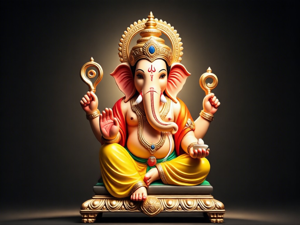 Realistic AI Aarti flame effect on Ganesha