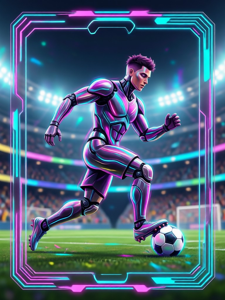 App móvil mostrando la creación de tarjetas de fútbol con IA