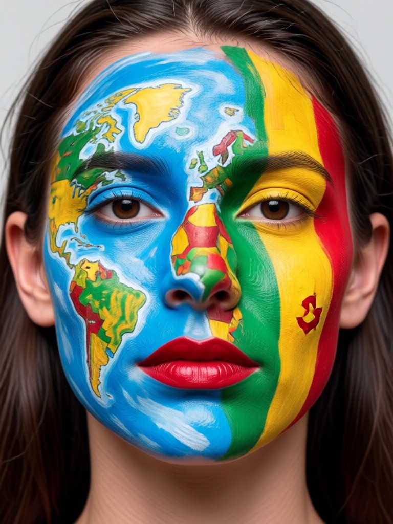 Japan rising sun flag inspired minimalist face paint