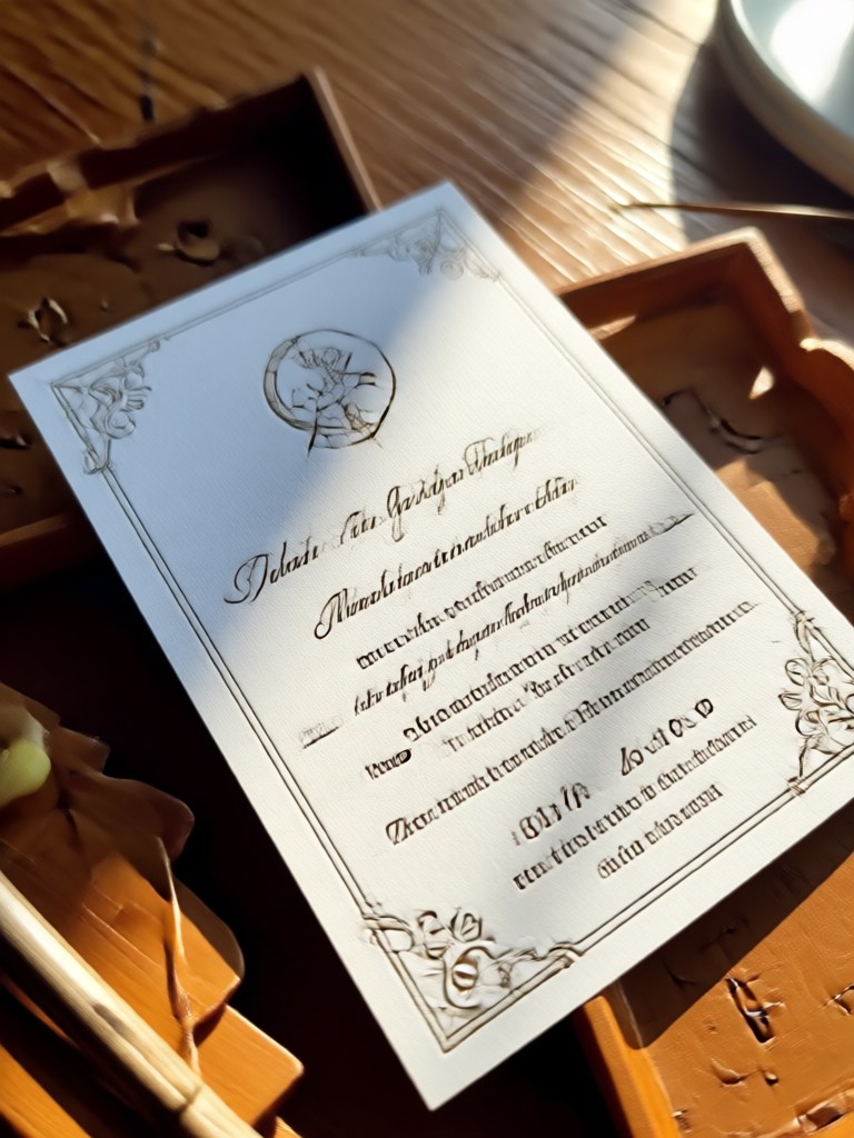 Beach theme engagement card with sunset colors