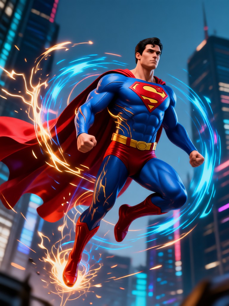 Epische Kampfszene mit Superman, KI-generiertes Bild