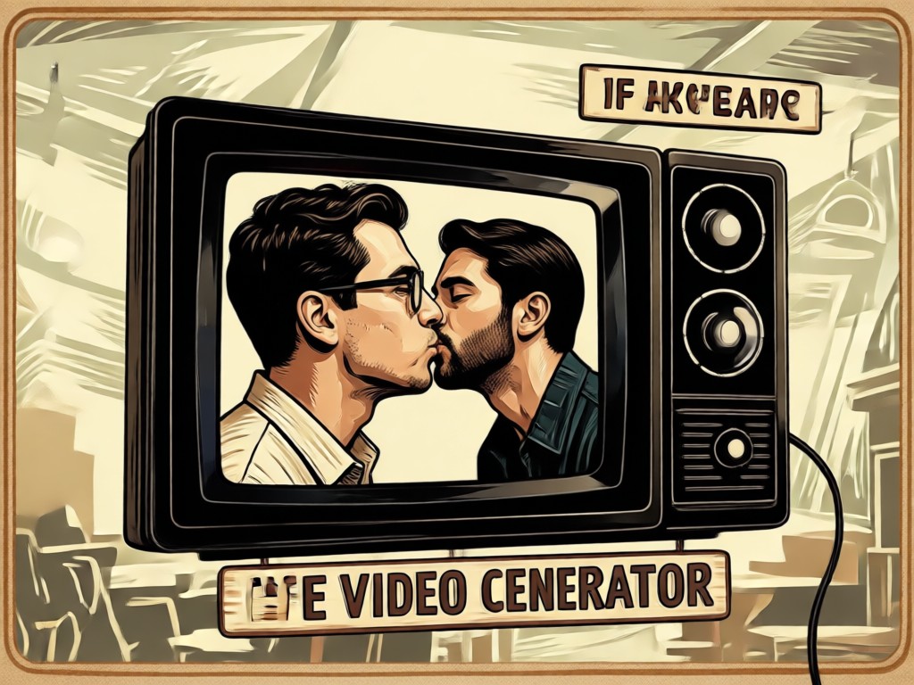 Close-up menampilkan grain film dan tekstur autentik pada video ciuman vintage