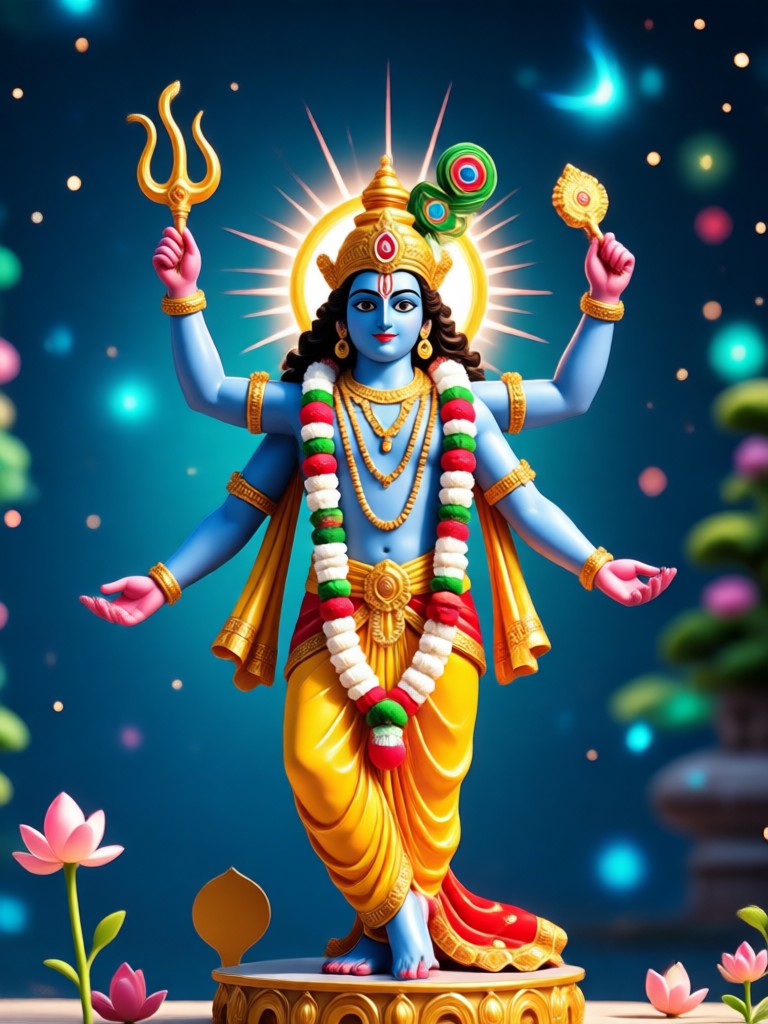 Photo edited into a divine Krishna avatar