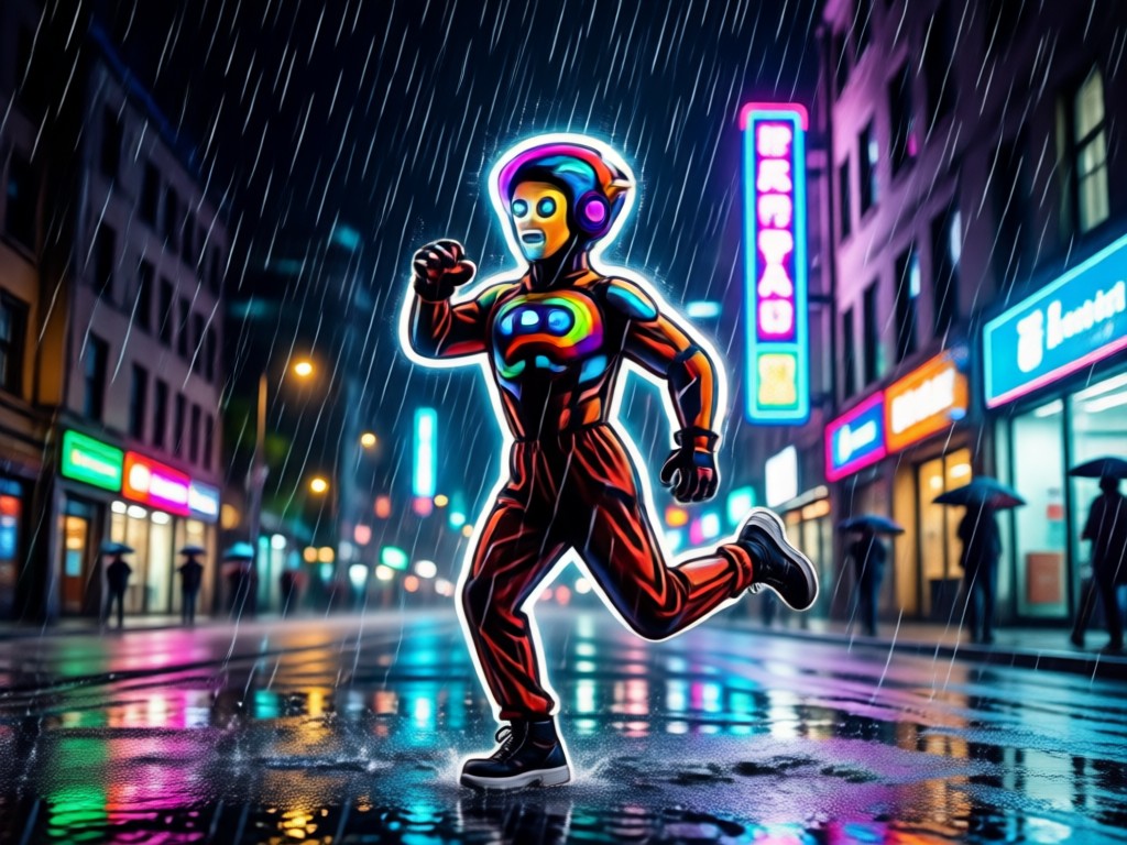 AI generated realistic slow motion rain effect