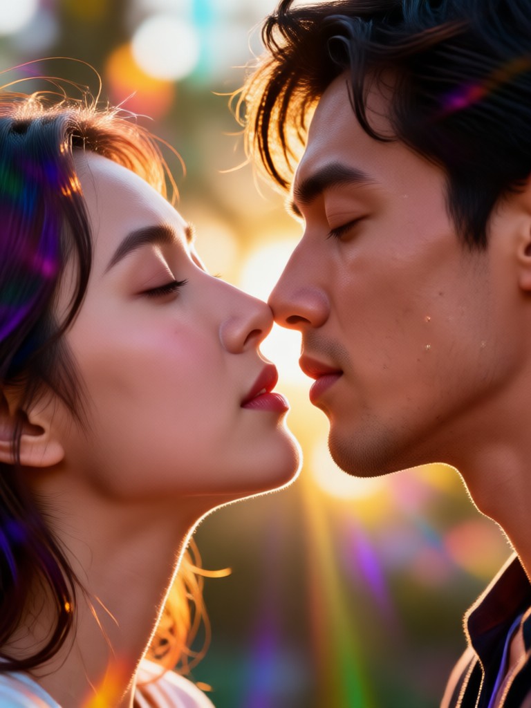 Rainy window kiss scene AI video