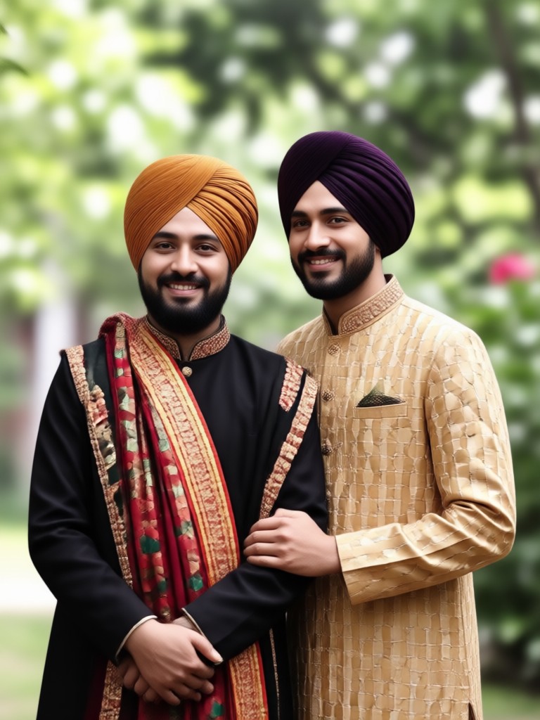 Punjabi couple in Patiala suit and turban AI portrait