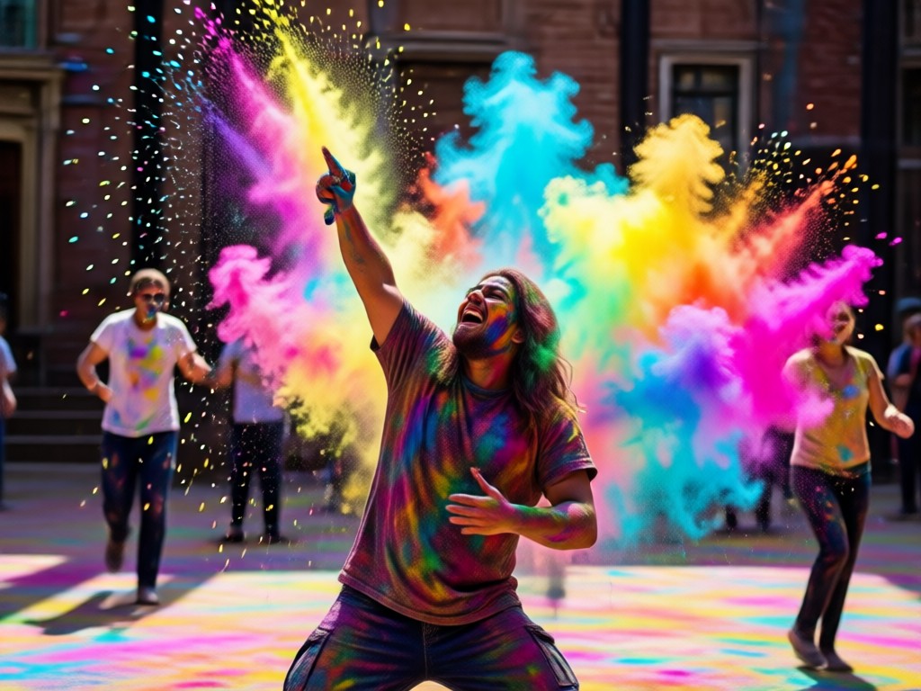 AI enhanced joyful expression for Holi