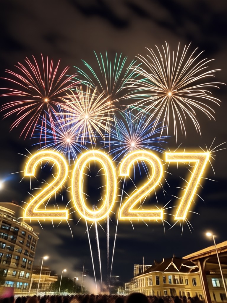 Neujahrsvorsatzkarte erstellt mit KI-Texteffekten