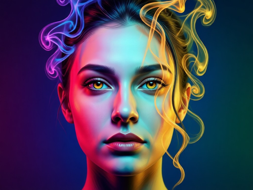 Doppelfarben-Rauchportrait-Generator mit KI erstellen