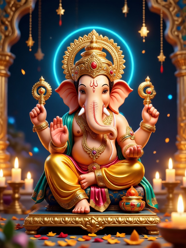 Gambar AI gaya Ganesha tanah liat ramah lingkungan