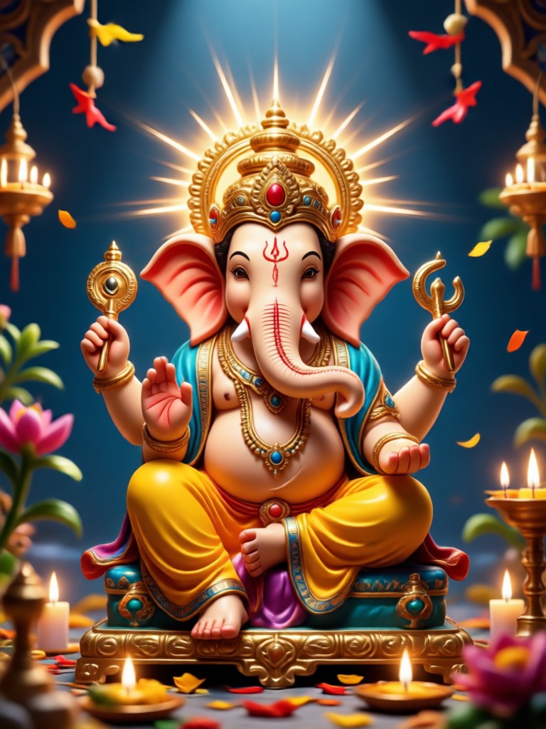 Moderner Digital-Art-Stil Vinayaka KI-Bild