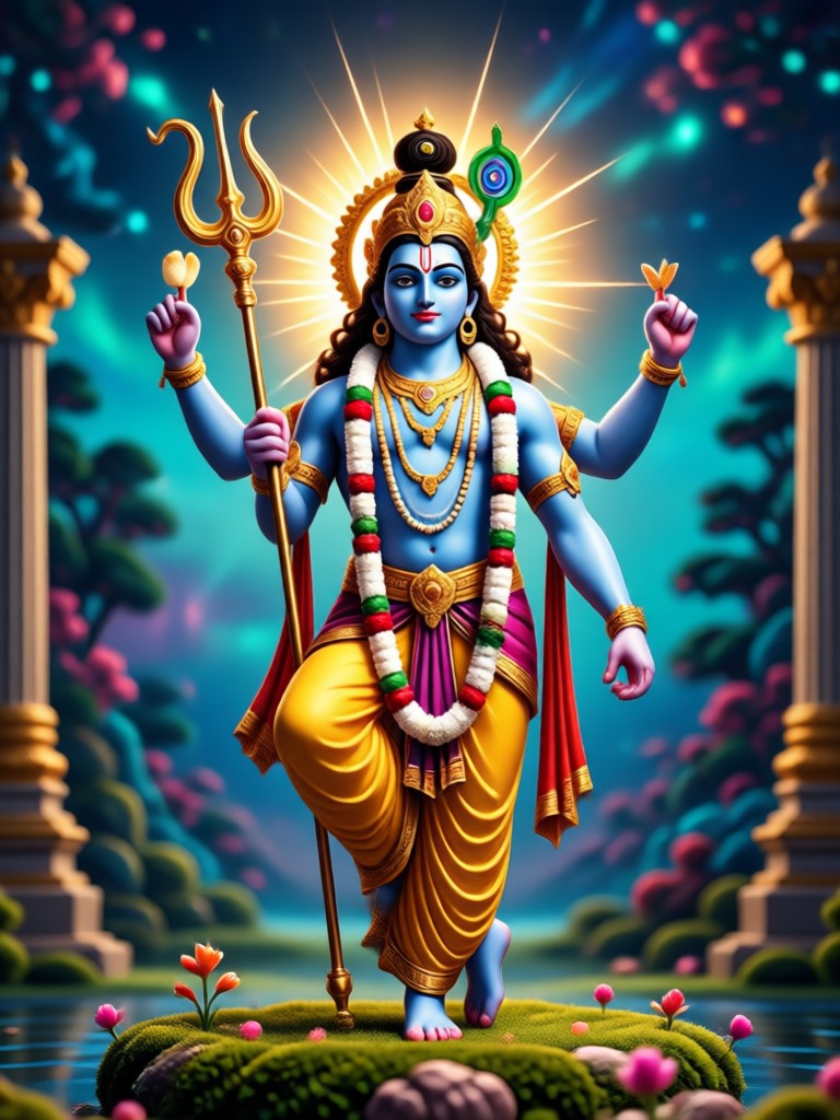 Family photo transformed into Krishna theme