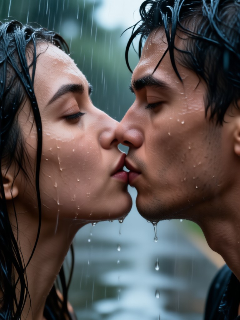 Close up kiss animation from two profile pictures