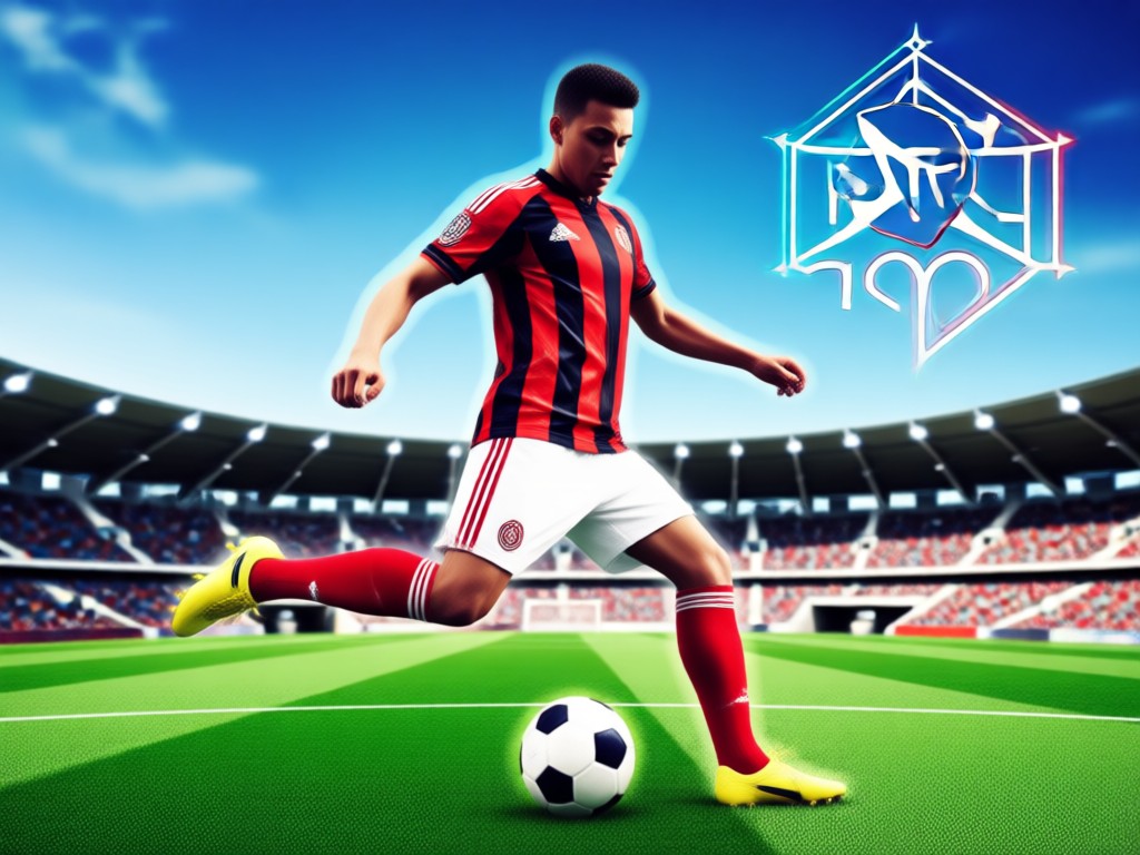 FIFA style avatar in a dynamic goal celebration pose