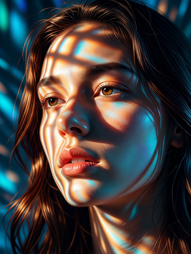 Golden hour sunset glow AI portrait