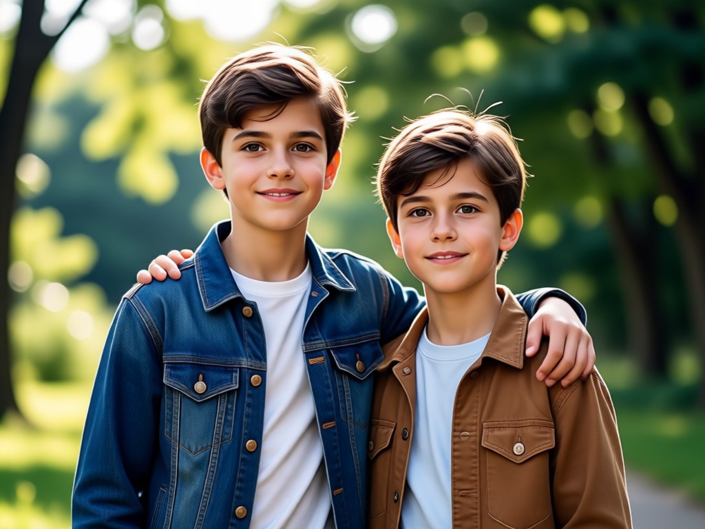 AI showing brother and sister at different ages
