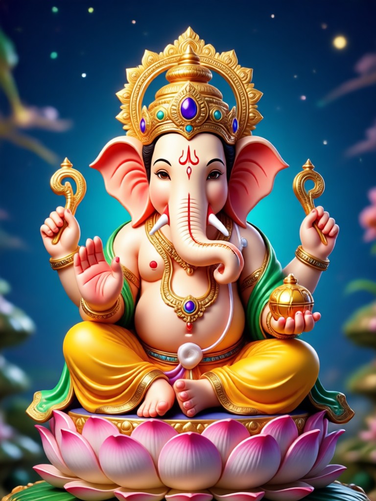 Golden Tanjore style AI Ganesh artwork
