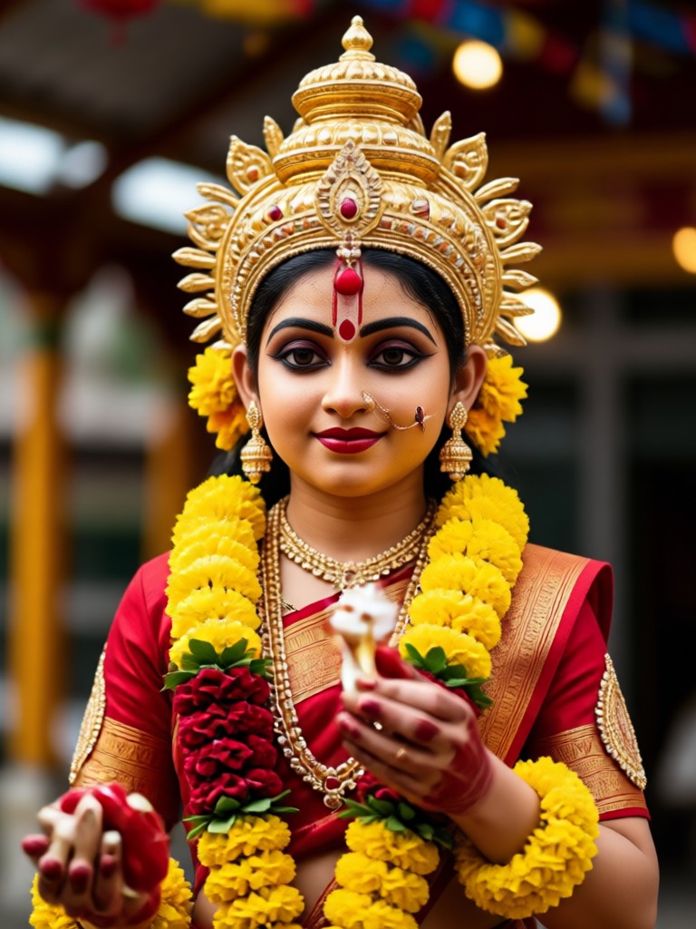 Minimalistischer Varalakshmi AI-Porträtstil