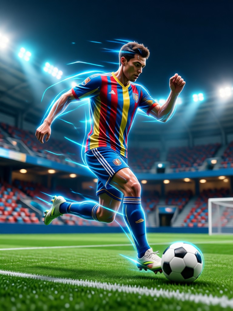 AI football player in stadium lights