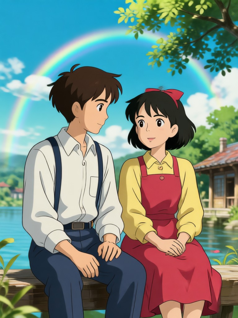 Mobile app showcasing Ghibli couple photo creation