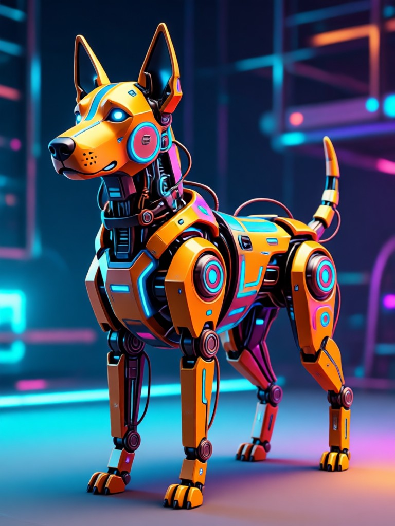 Animated cartoon dog dancing on two legs