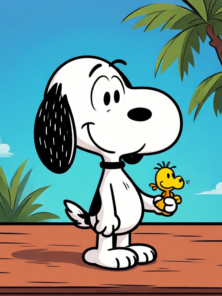 Desenho animado do Snoopy feliz para redes sociais
