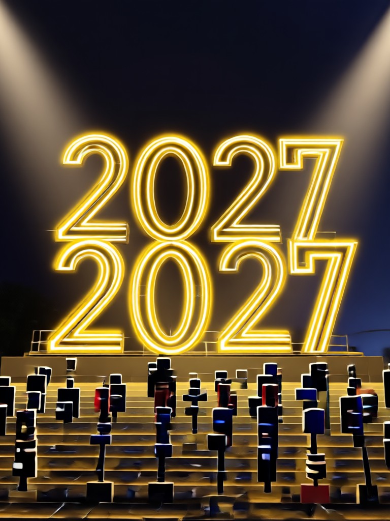 Foto de família de Ano Novo com fogos de artifício digitais