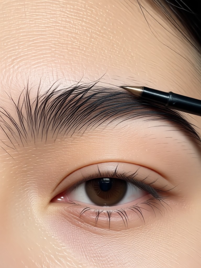 Person smiling with perfectly enhanced AI eyebrows on phone screen