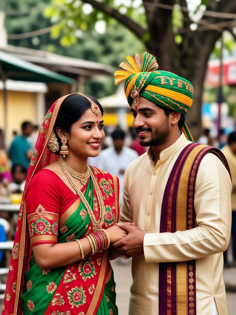 Classic Marathi bride and groom AI portrait