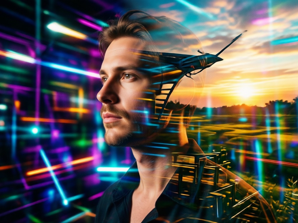 High quality download and share options for double exposure art