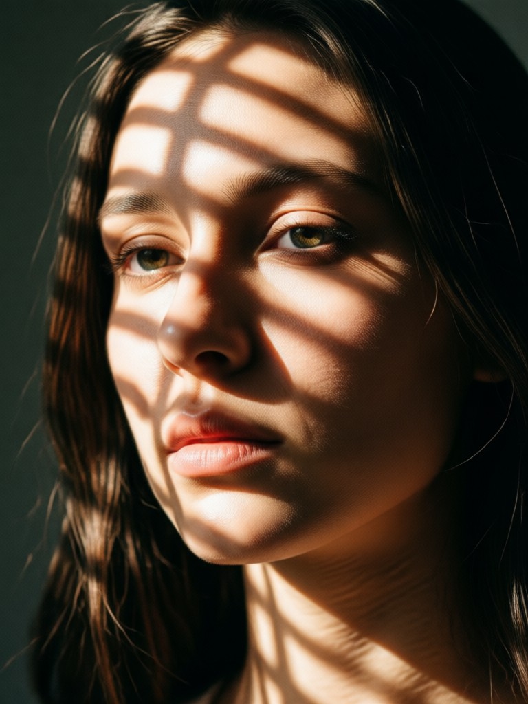 Dramatic side lit AI shadow portrait