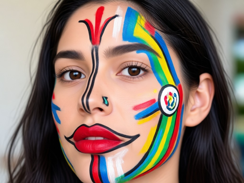 Realistic AI face paint texture close up
