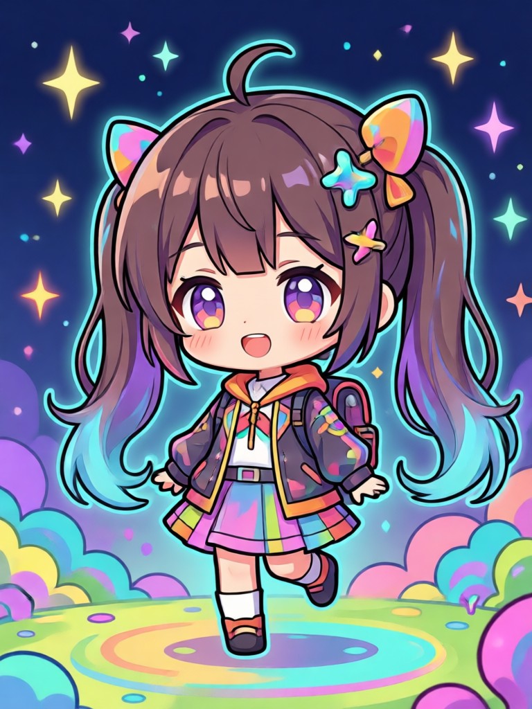 Chibi elfo de fantasia com roupa detalhada