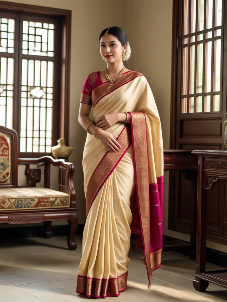 AI Bridal Red and Gold Saree
