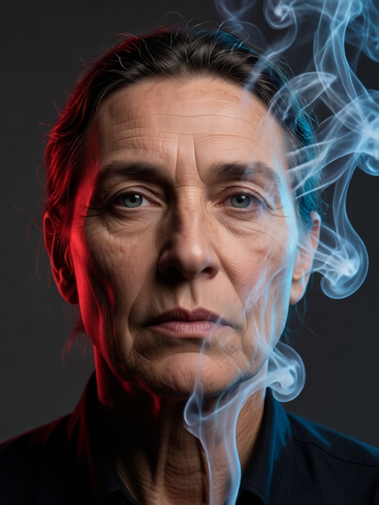 Smoke effect portrait with cinematic lighting