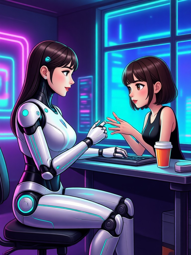 Mysterious and artistic AI girlfriend