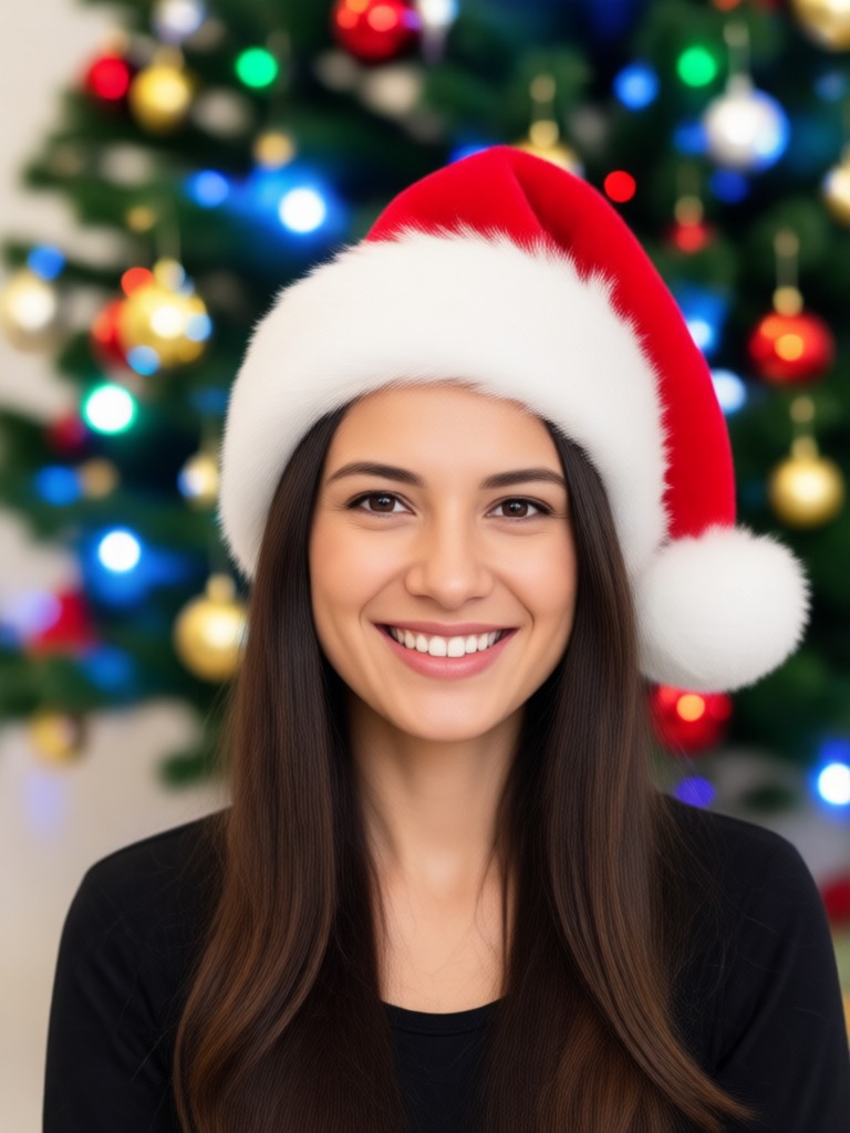 Funny hat with Christmas lights filter